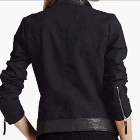 Lucky Brand Leather and Cotton Moto Jacket - Picture 2 of 14